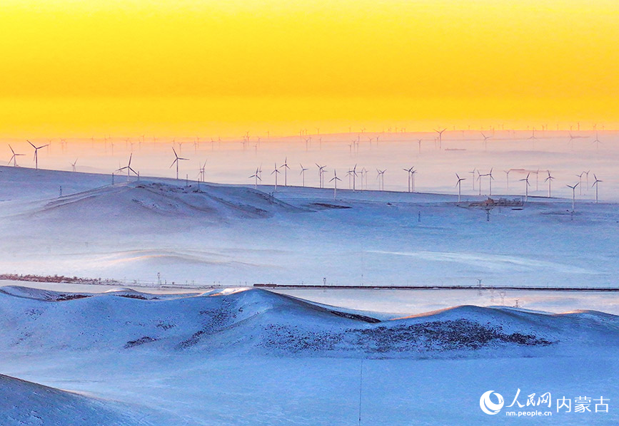 2025年1月17日拍攝的錫林郭勒盟灰騰梁風力發(fā)電場（無人機照片）。王正攝
